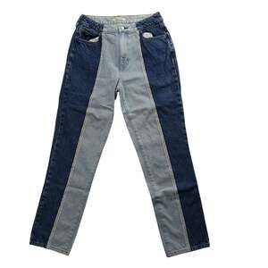 PacSun Womens Size 27 Two Tone Colorblock High Rise Mom Jeans Denim